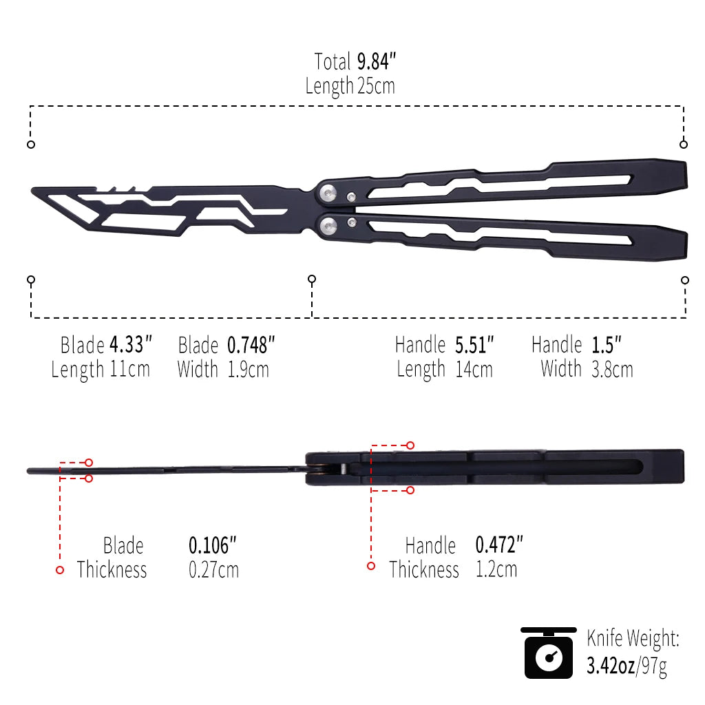 Black CNC Balisong Trainer Knife