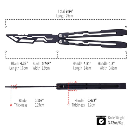 Black CNC Balisong Trainer Knife