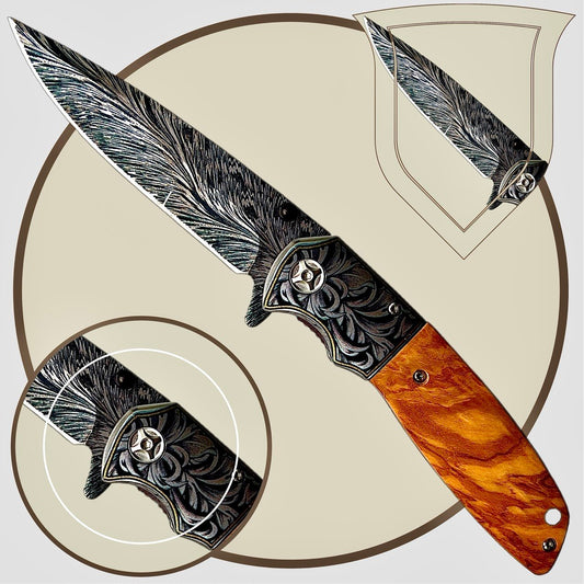Wooden‑Grip Folding Knife